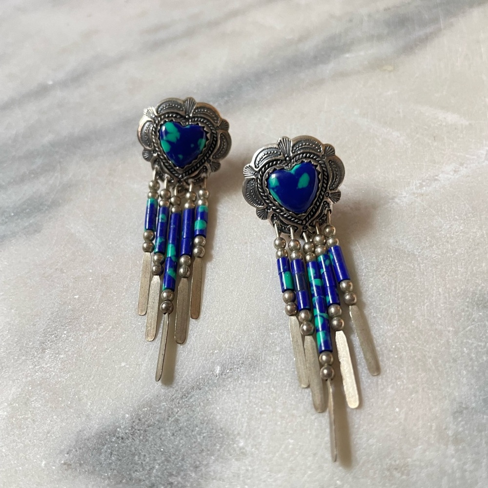 Vintage Quoc QT heart sterling earring